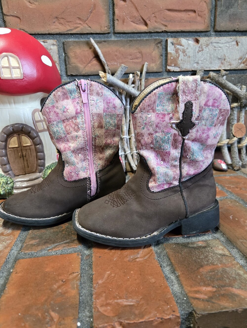 Roper Pink Floral Shine Boots - Picture 2 of 9